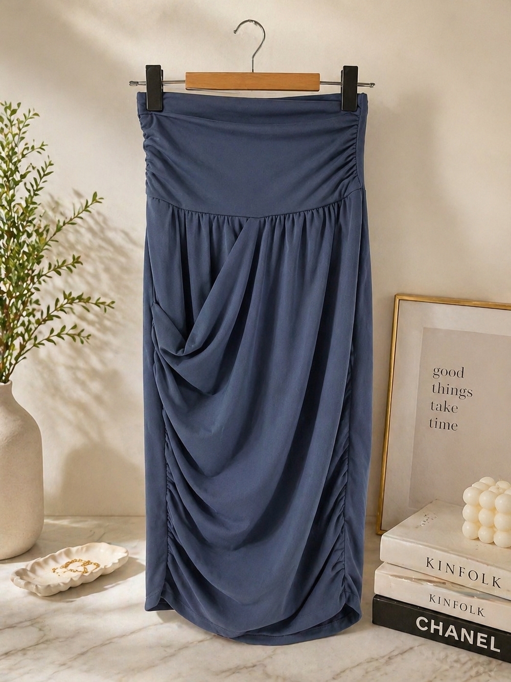 2for10!Forever 21 Slate Blue Draped Maxi Skirt